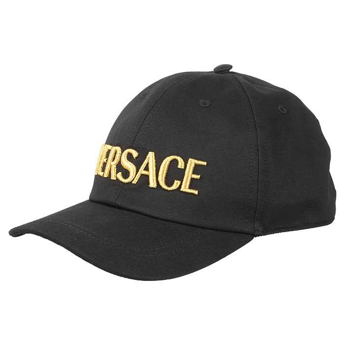 Versace Embroidered Logo Cap Men’s Black Cotton Baseball Hat
