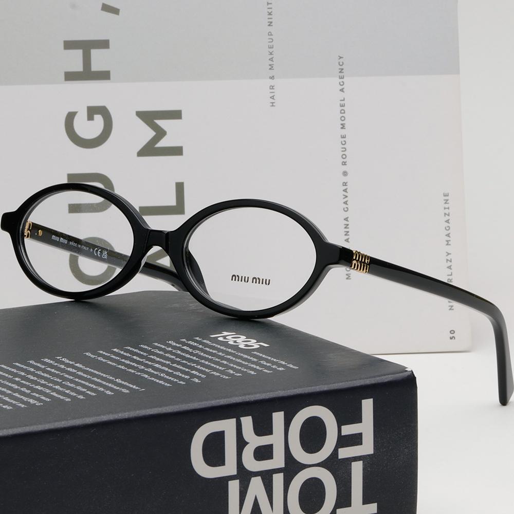 Miu Miu Black Acetate Oval Round Eyeglass Frames Unisex VMU01X 1AB 1O1