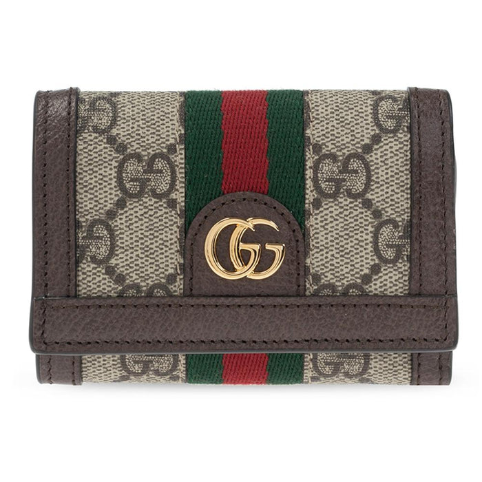 GUCCI Ophidia GG Supreme Coin Wallet Brown Canvas Leather