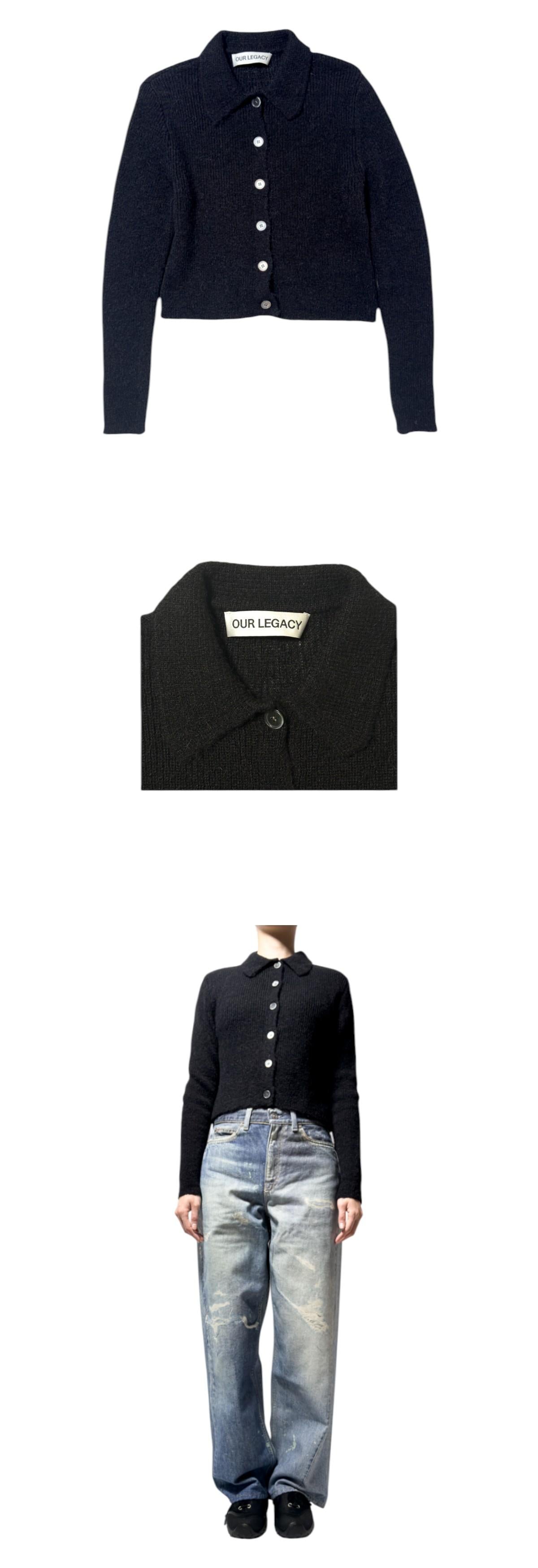 OUR LEGACY Black Fuzzy Alpaca Knit Cardigan