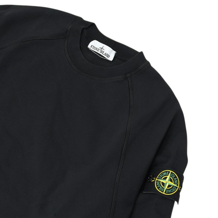 STONE ISLAND Patch Logo Crewneck Sweatshirt Black Men Cotton