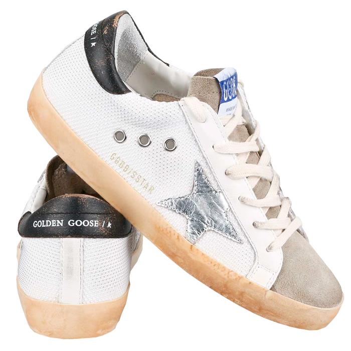 GOLDEN GOOSE Women's Silver Star Black Heel Tab Low-Top Sneakers GWF00101 81772
