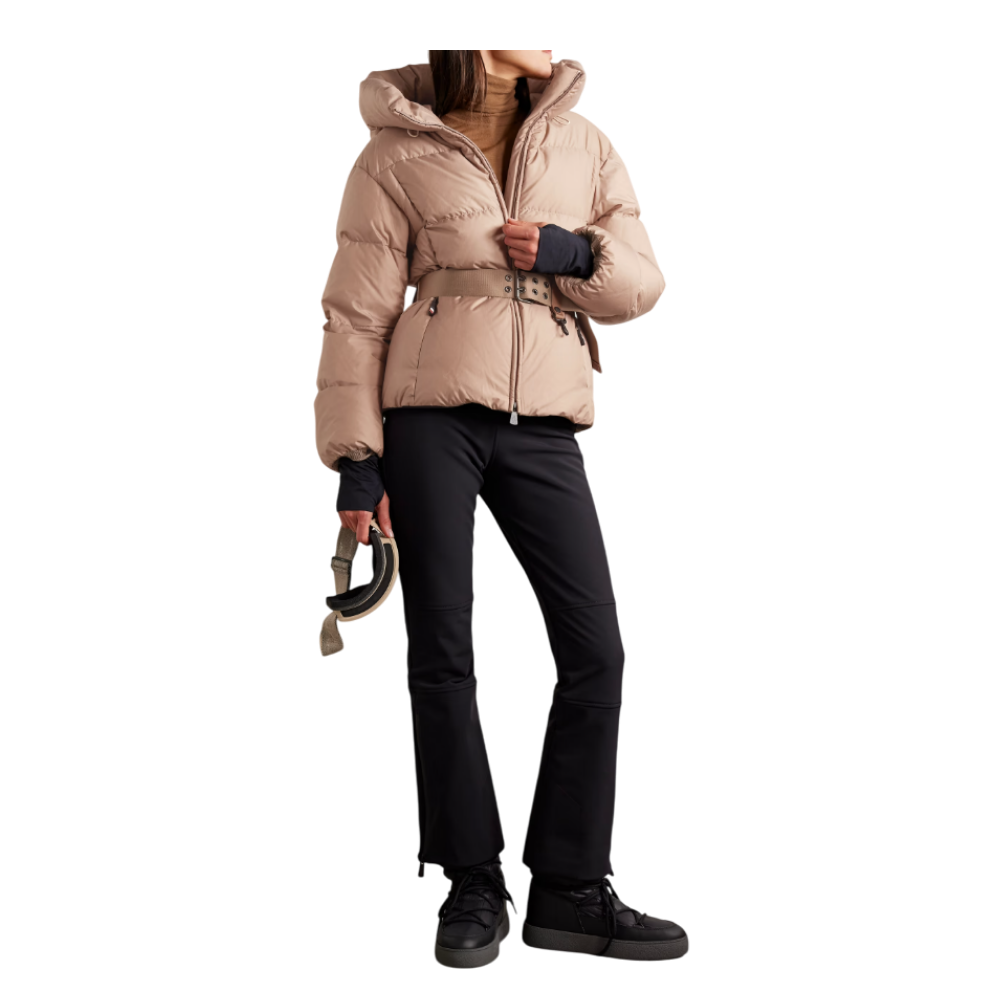 Moncler Belted Hooded Down Jacket Women Beige 1A00008 598E0 513