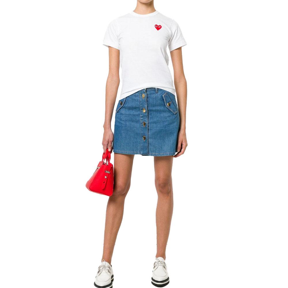 Comme des Garcons Women's Classic Red Heart Short-Sleeve T-Shirt White P1T1072