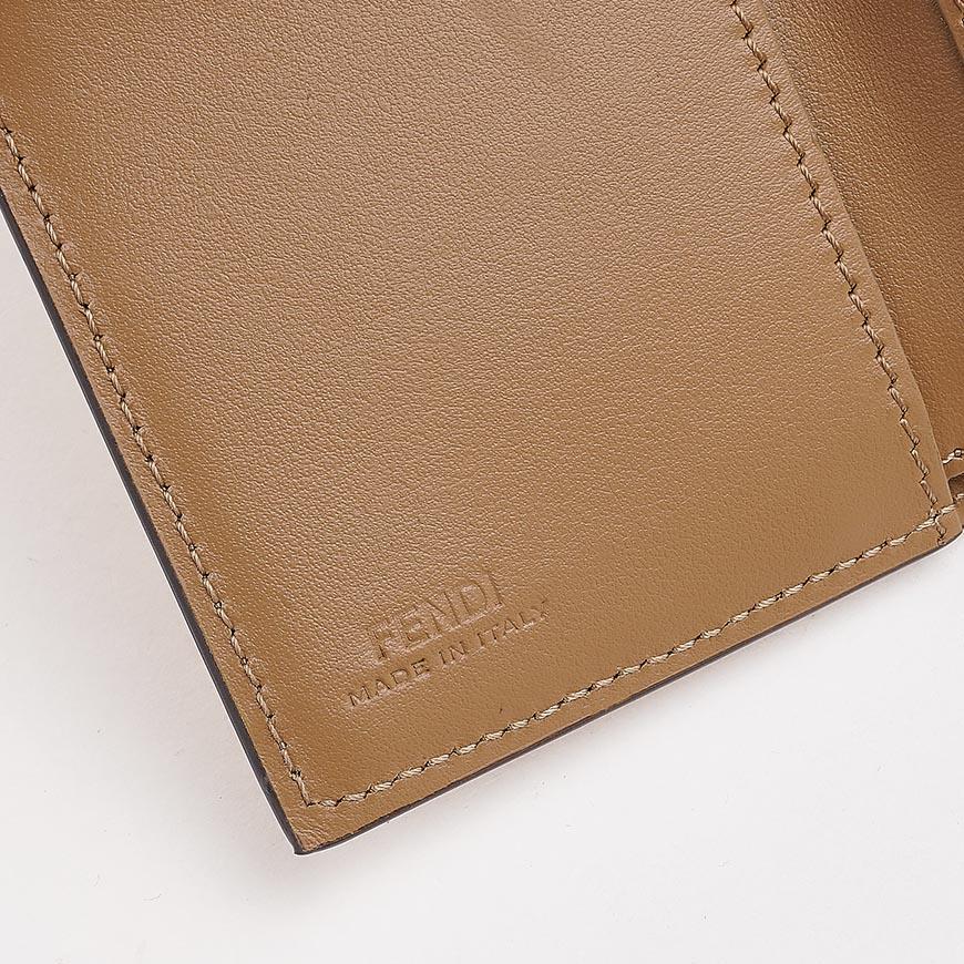 FENDI Women’s FF Diamond Small Bifold Wallet Leather Brown