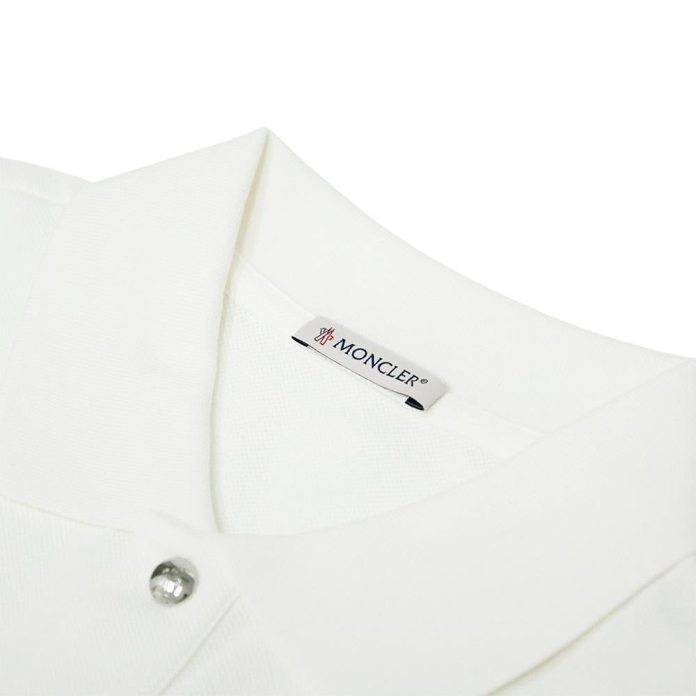 Moncler Logo Short Sleeve Polo Shirt for Men White Cotton