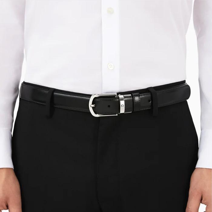 Montblanc Reversible Round Horseshoe Buckle Leather Belt