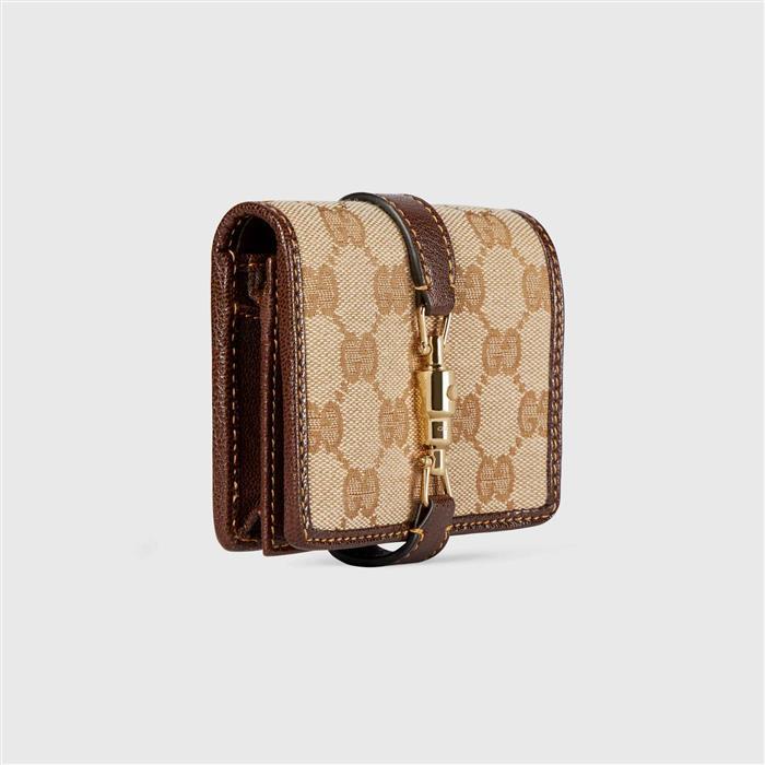 GUCCI Jackie Medium Leather Bifold Wallet Brown Women’s