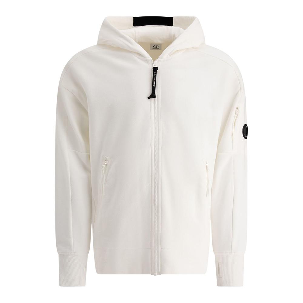 CP Company Lens Patch Hooded Zip Jacket White 17CMSS025A 005086W 103