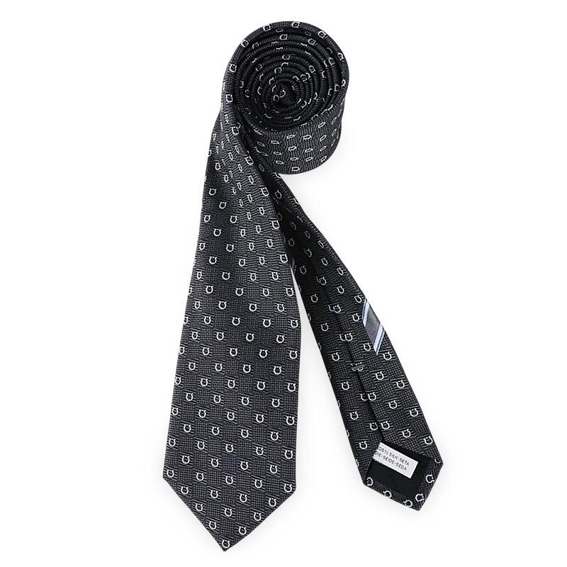 Ferragamo Gancini Silk Jacquard Tie Gray Men’s 351424 794458