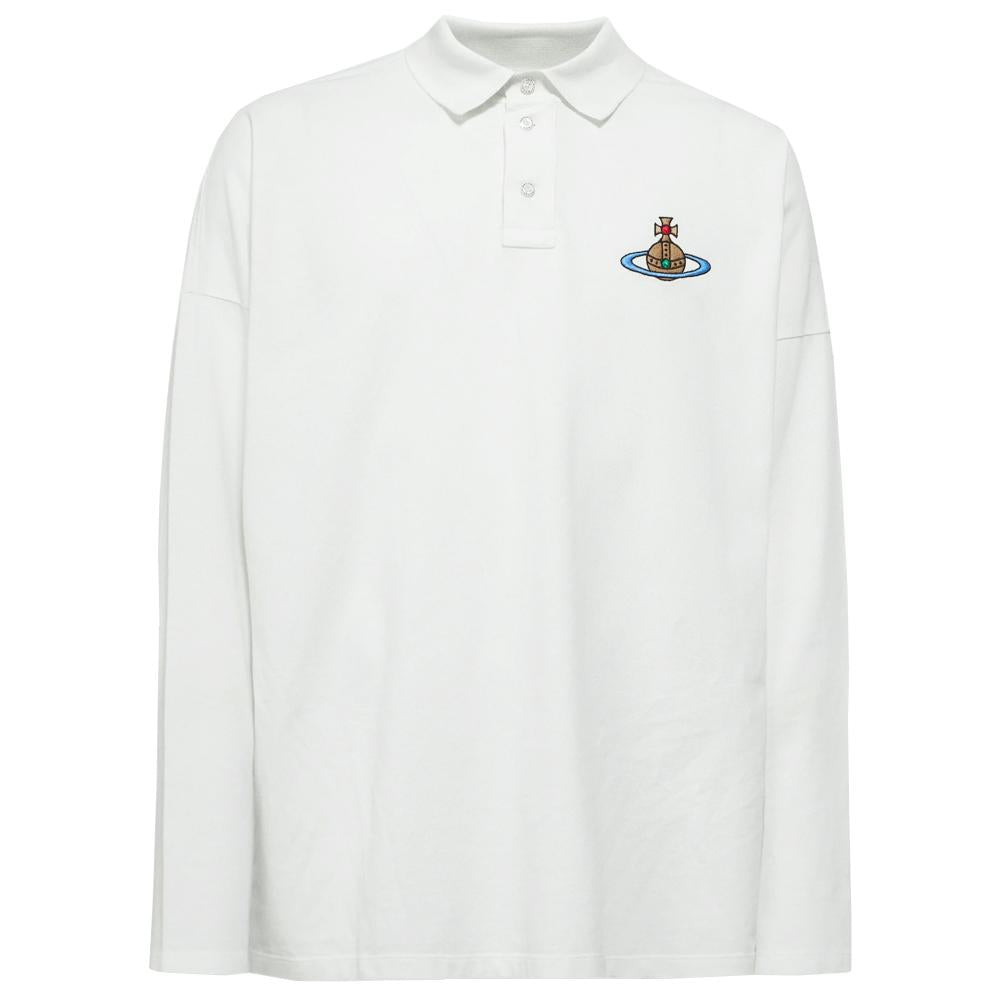 Vivienne Westwood ORB Logo Long Sleeve Polo Shirt Navy Men