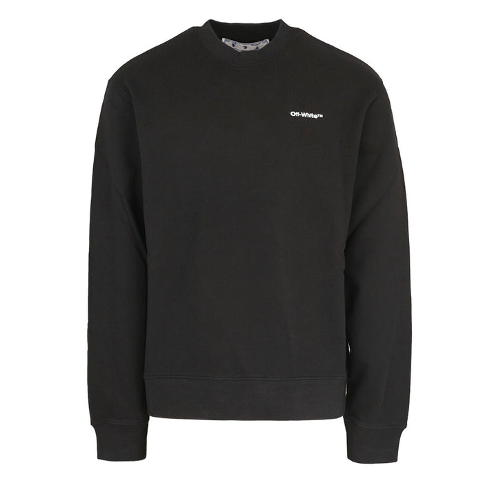 OFF WHITE Logo Crewneck Sweatshirt Black Cotton Men's