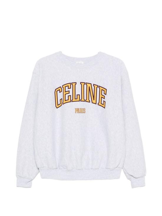CELINE Pale Grey Yellow Burgundy Long Sleeve Sweatshirt
