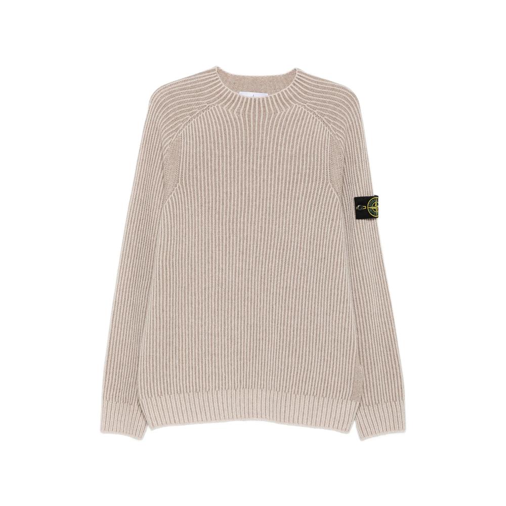 STONE ISLAND Grey Wool Round Neck Knit Sweater