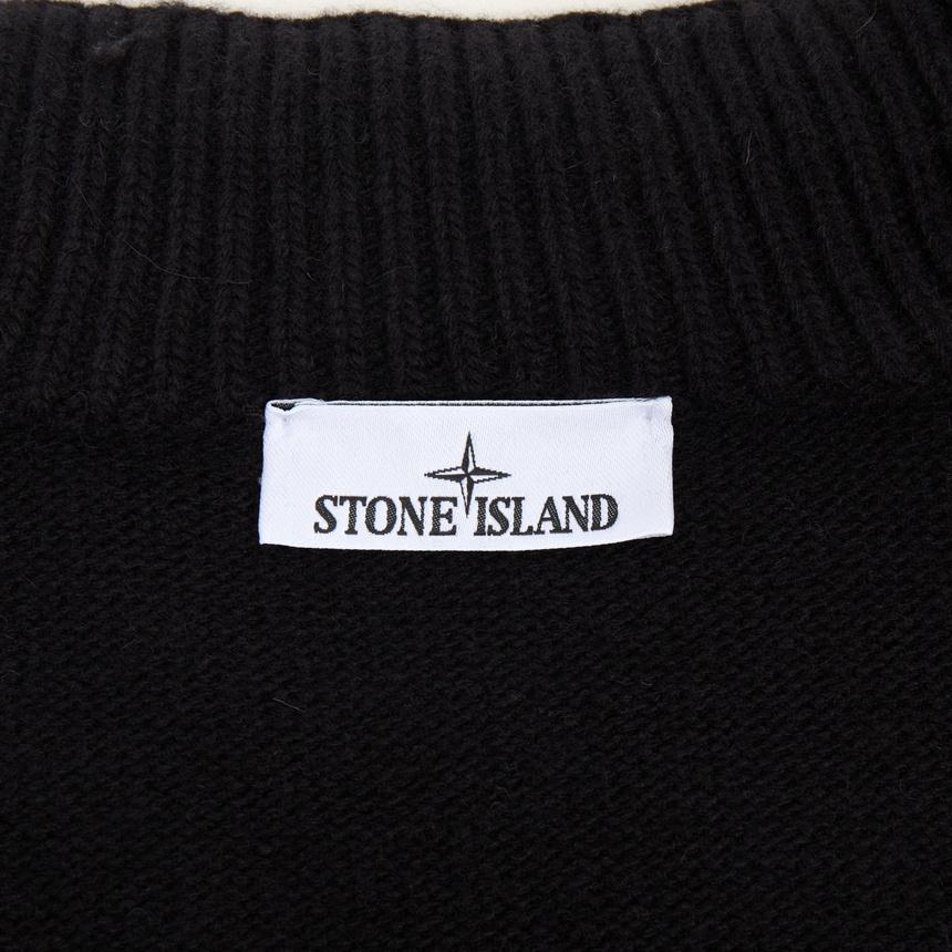 STONE ISLAND Black Zip-Up Knit Cardigan for Men