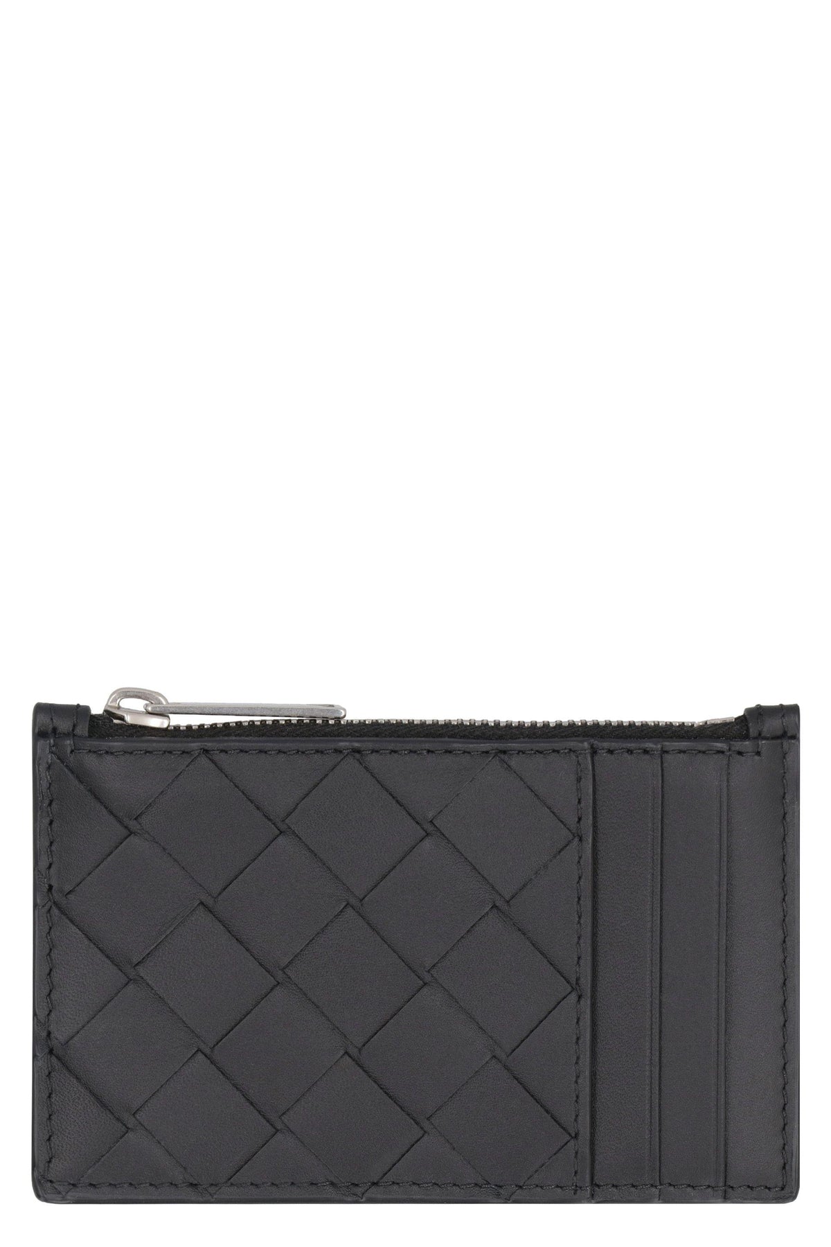 Bottega Veneta Black Intrecciato Leather Card Holder