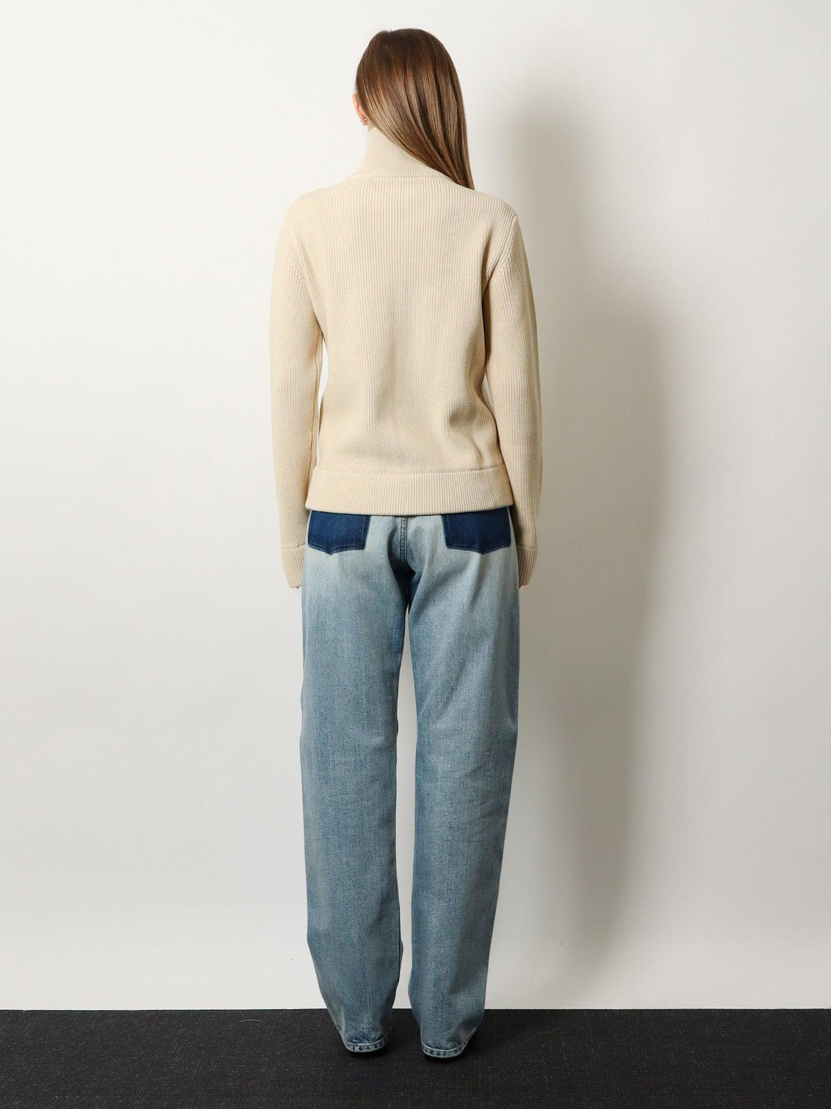 Maison Margiela Wool Zip-Up Knit Cardigan Ivory Women’s