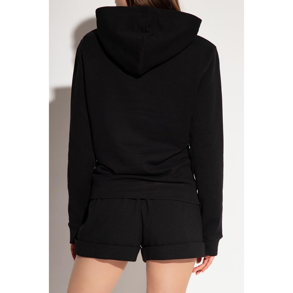 Saint Laurent Logo Print Women’s Hooded Sweatshirt Black Cotton