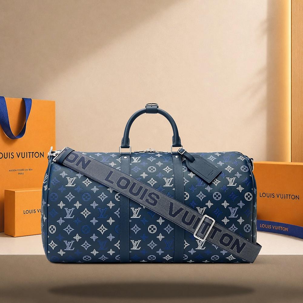Louis Vuitton Keepall Bandouliere 50 Navy Blue Tote Bag M28836