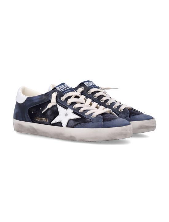 GOLDEN GOOSE Dark Blue/White Leather Low-Top Sneakers for Men