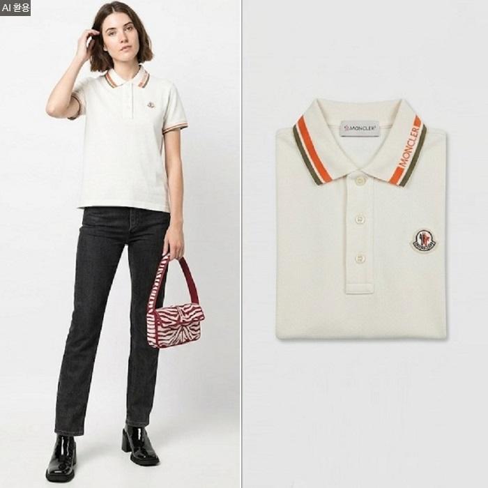 Moncler Logo Patch Cotton Polo T-Shirt White Women