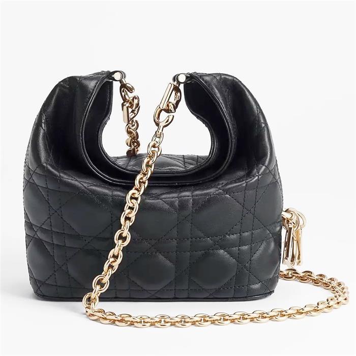 DIOR Toujours Mini Hobo Bag Black Leather Shoulder Bag