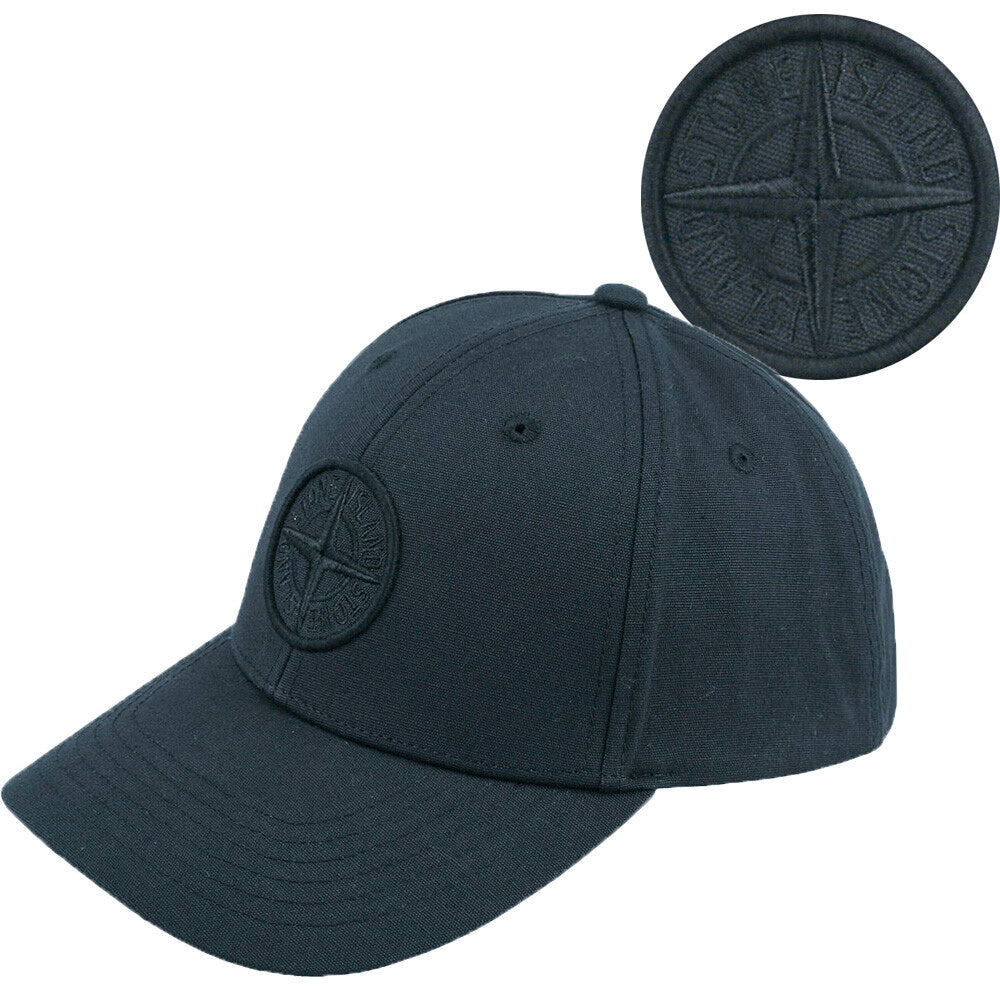 STONE ISLAND Logo Cotton Baseball Cap Black