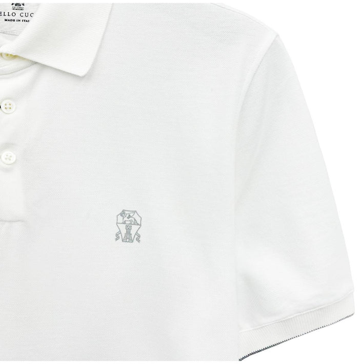 Brunello Cucinelli Embroidered Logo Polo Short Sleeve T-Shirt