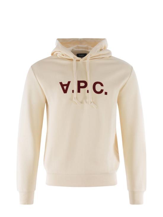 A.P.C. Ecru Cotton Logo Hoodie Sweatshirt COHBNM27908ALG ECRU