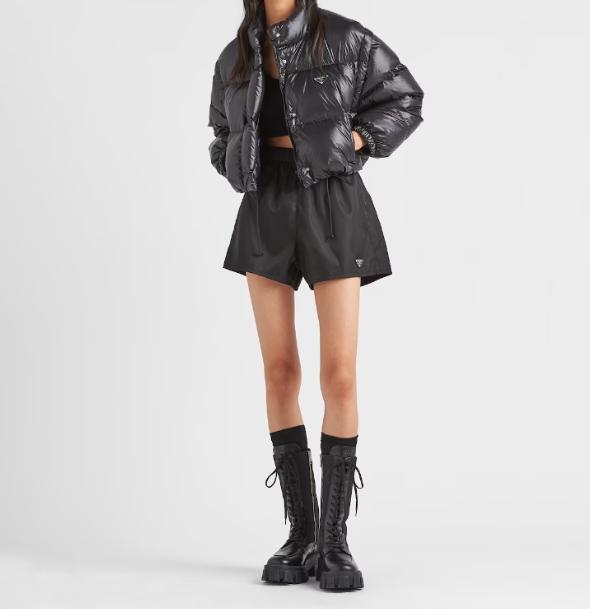 PRADA Re-Nylon Convertible Down Puffer Jacket Black Women
