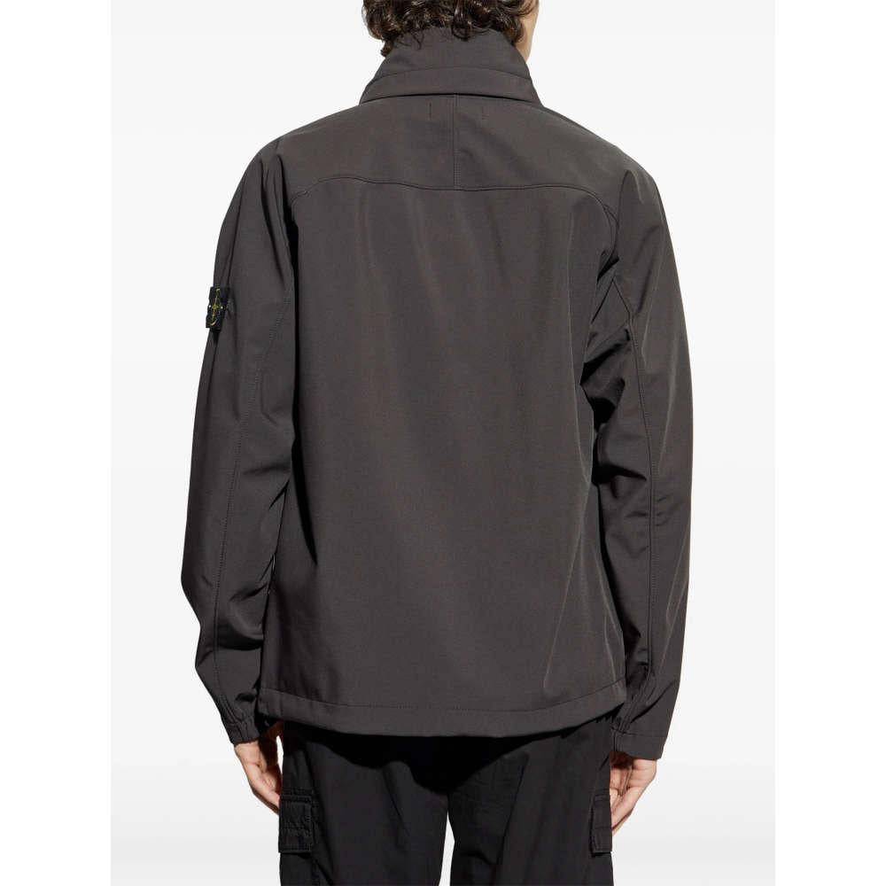 STONE ISLAND Grey Woven Shirt Jacket with Badge Patch Men’s