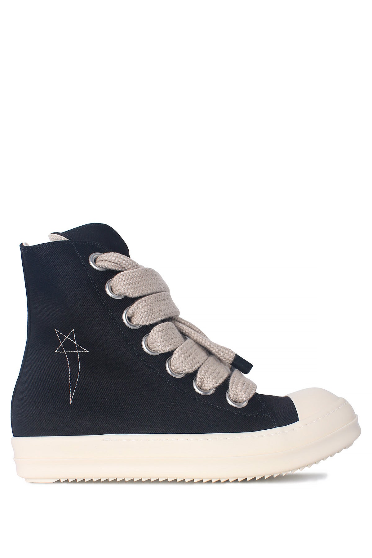 Rick Owens DRKSHDW Overdyed Denim Jumbo Lace High-Top Sneakers Black Milk