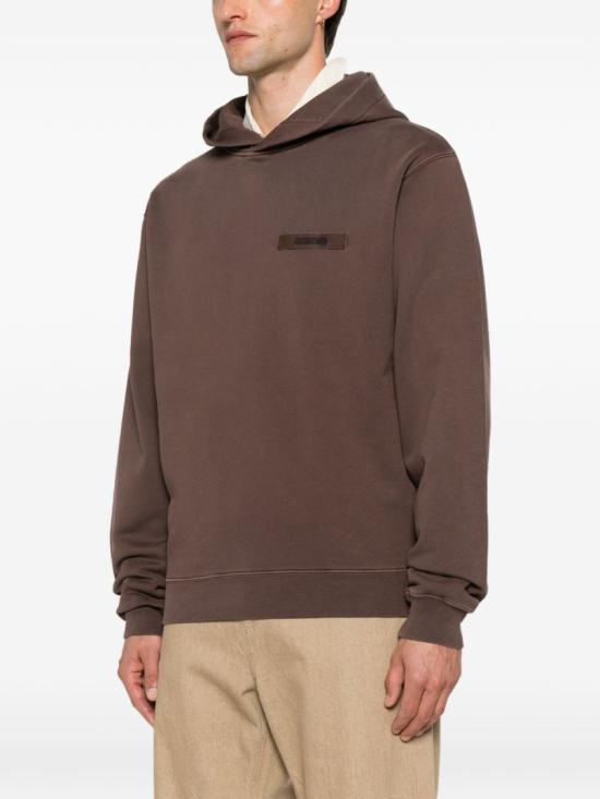 JACQUEMUS Brown Grosgrain Hoodie Pullover Top
