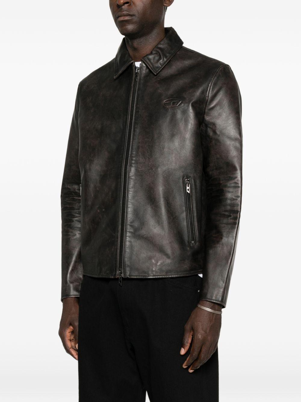 DIESEL Brown Leather Jacket for Men