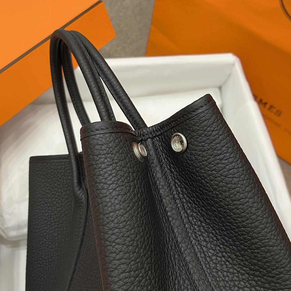 HERMES Black Negonda Leather Garden Party 30 Tote Bag Unisex