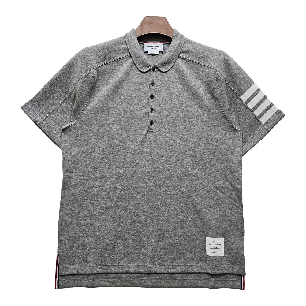 THOM BROWNE Diagonal Stripe Milano Cotton Polo Shirt
