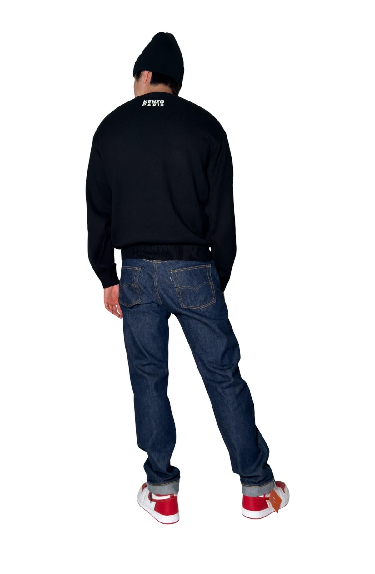 KENZO Happy Tiger Classic Wool Crewneck Sweater Black Men