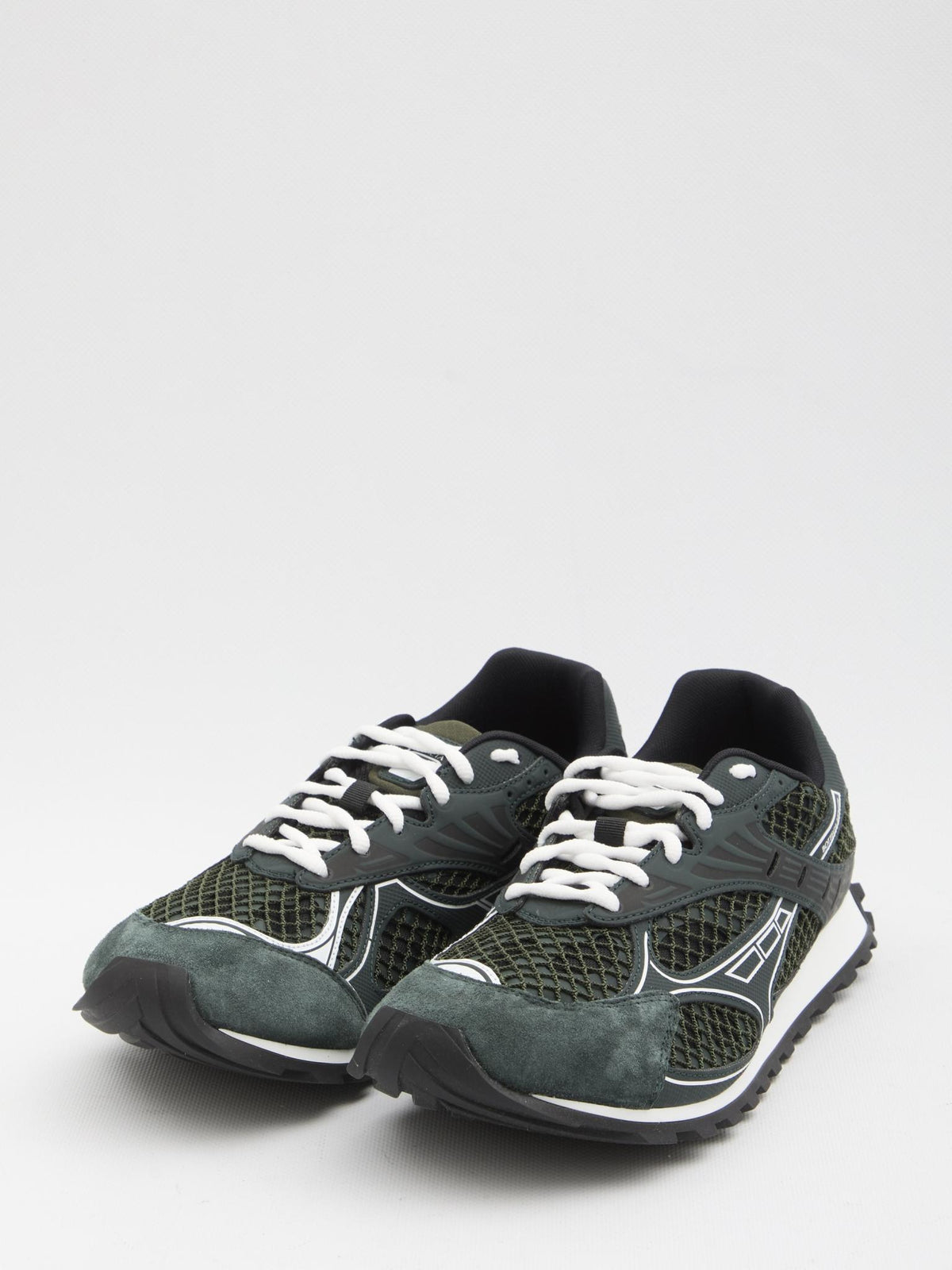 Bottega Veneta Green Leather Low-Top Sneakers for Men