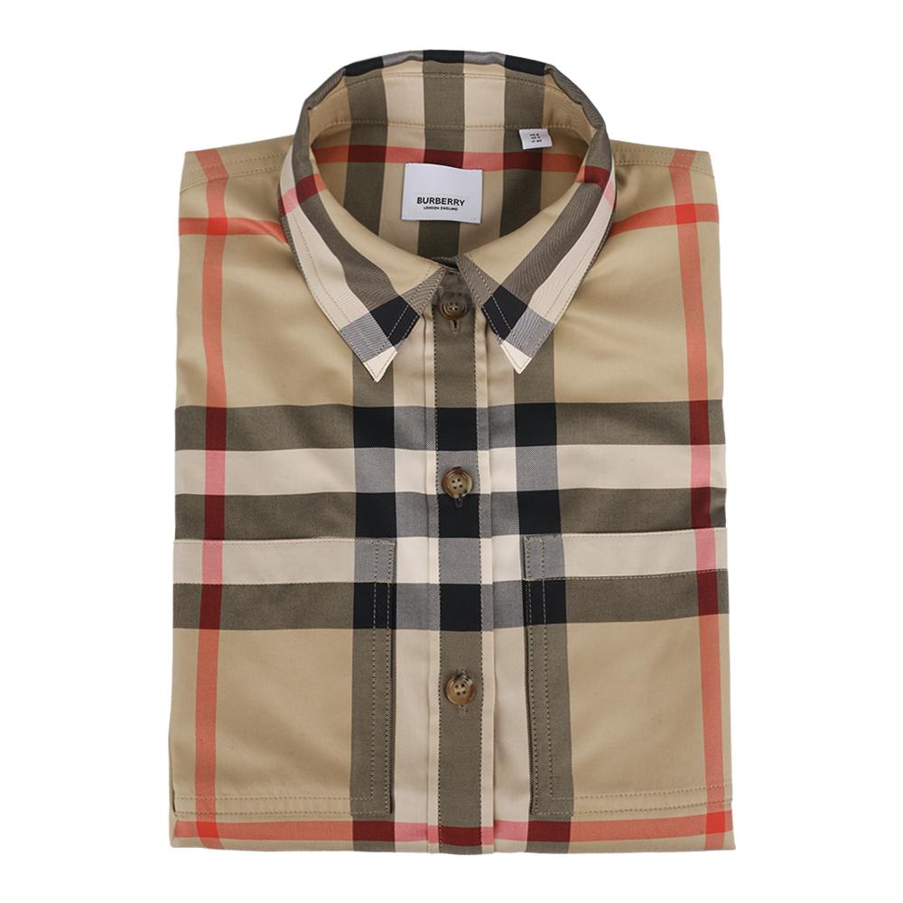 BURBERRY Women’s Check Motif Cotton Shirt