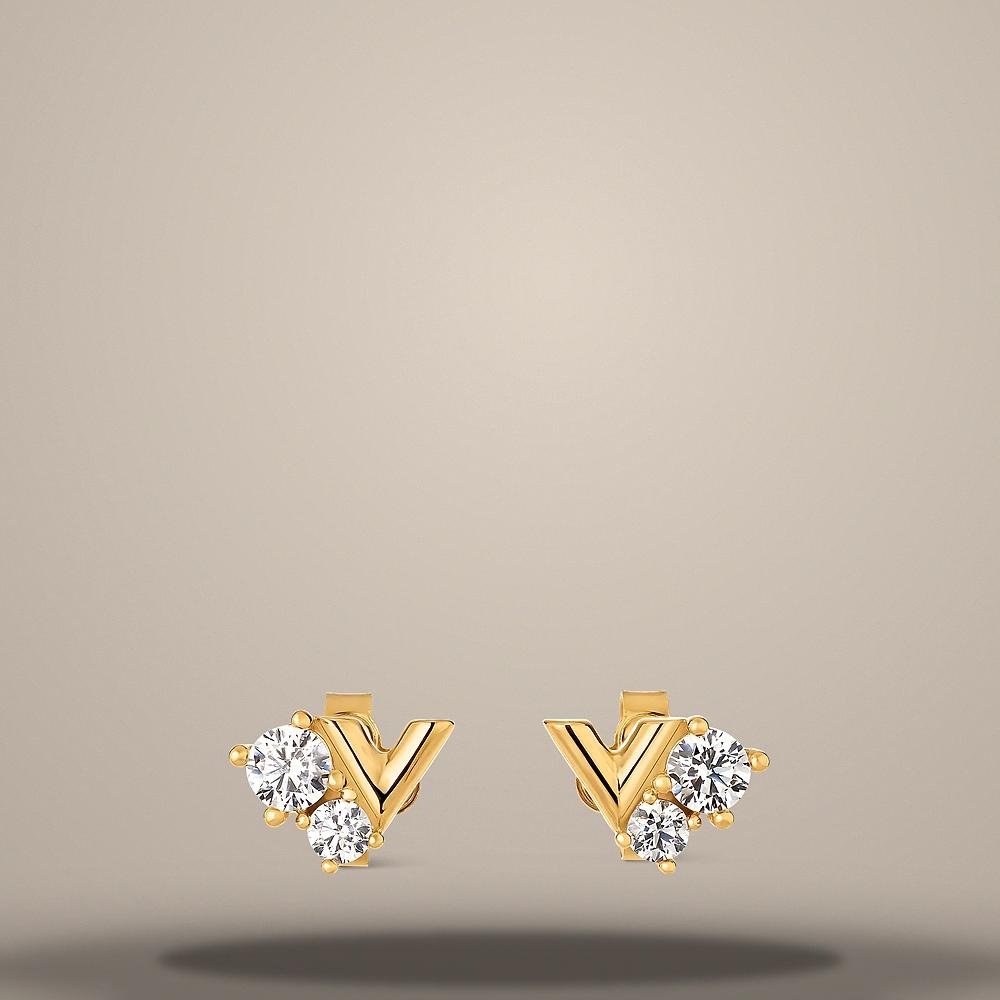 Louis Vuitton Essential V Strass PM Earrings Gold-Tone Metal M04235