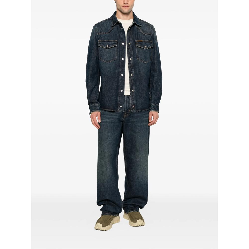 Moncler Men’s Long Sleeve Shirt Navy Cotton Button-Down