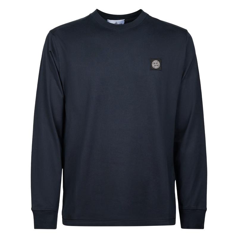 STONE ISLAND Logo Patch Long Sleeve T-Shirt Men Black Cotton