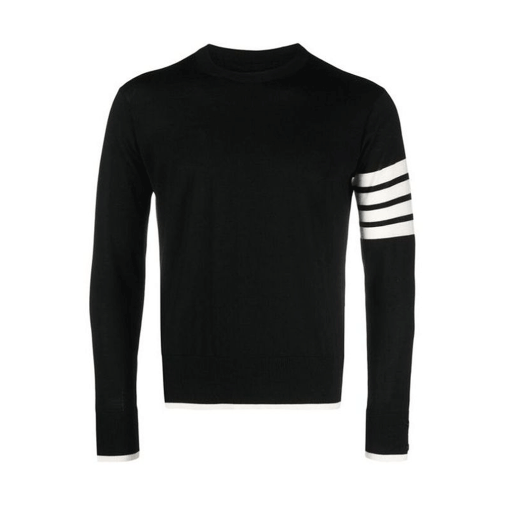 THOM BROWNE Men’s Wool Crewneck Pullover Sweater Black
