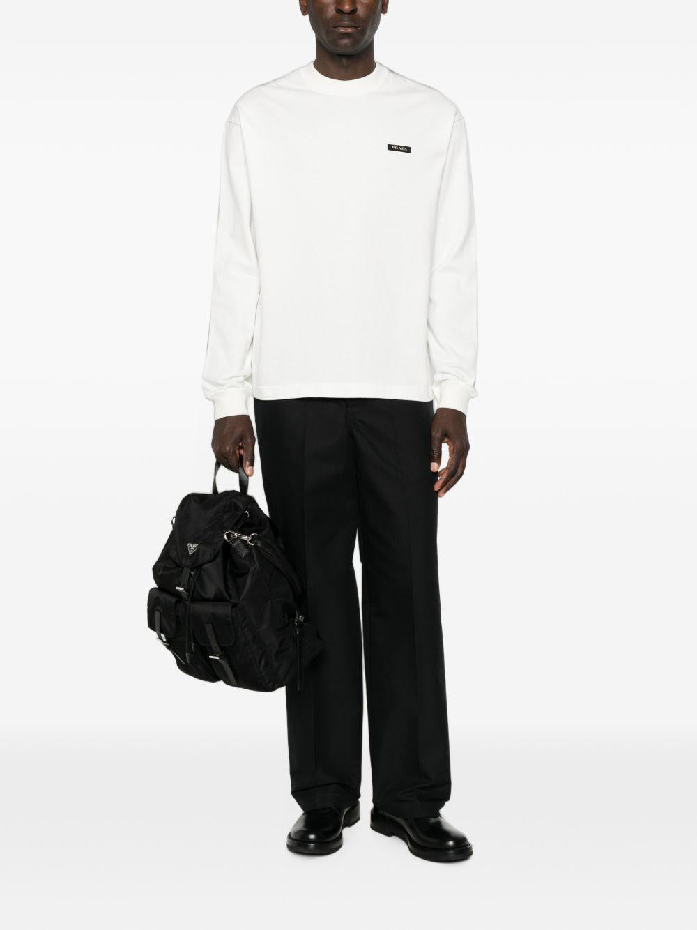 PRADA Black Wool Crewneck Knit Sweater for Men