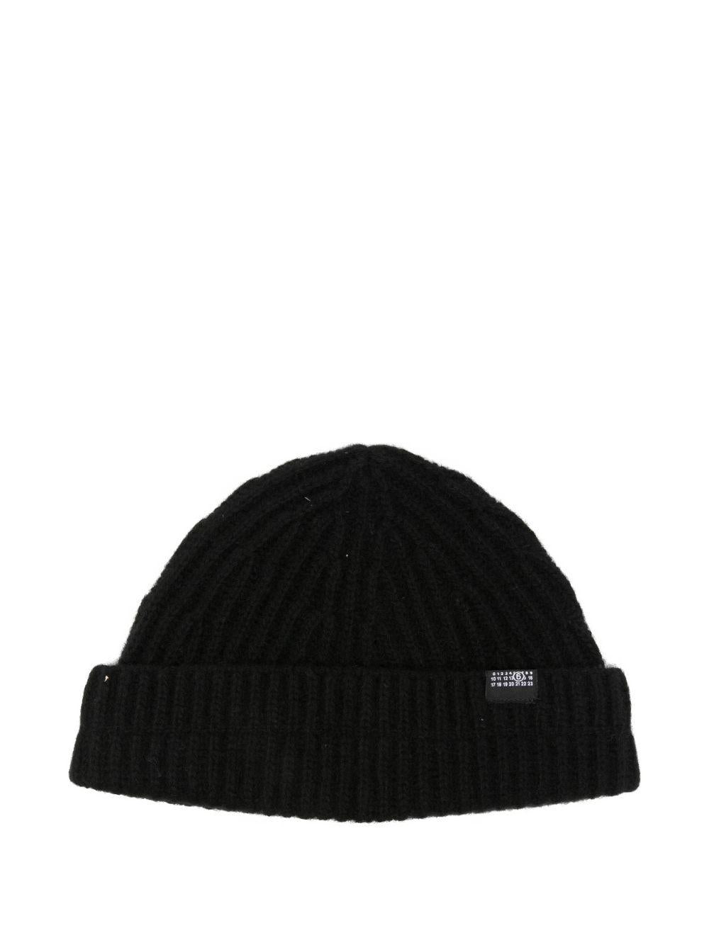 Maison Margiela Black Wool Beanie Hat