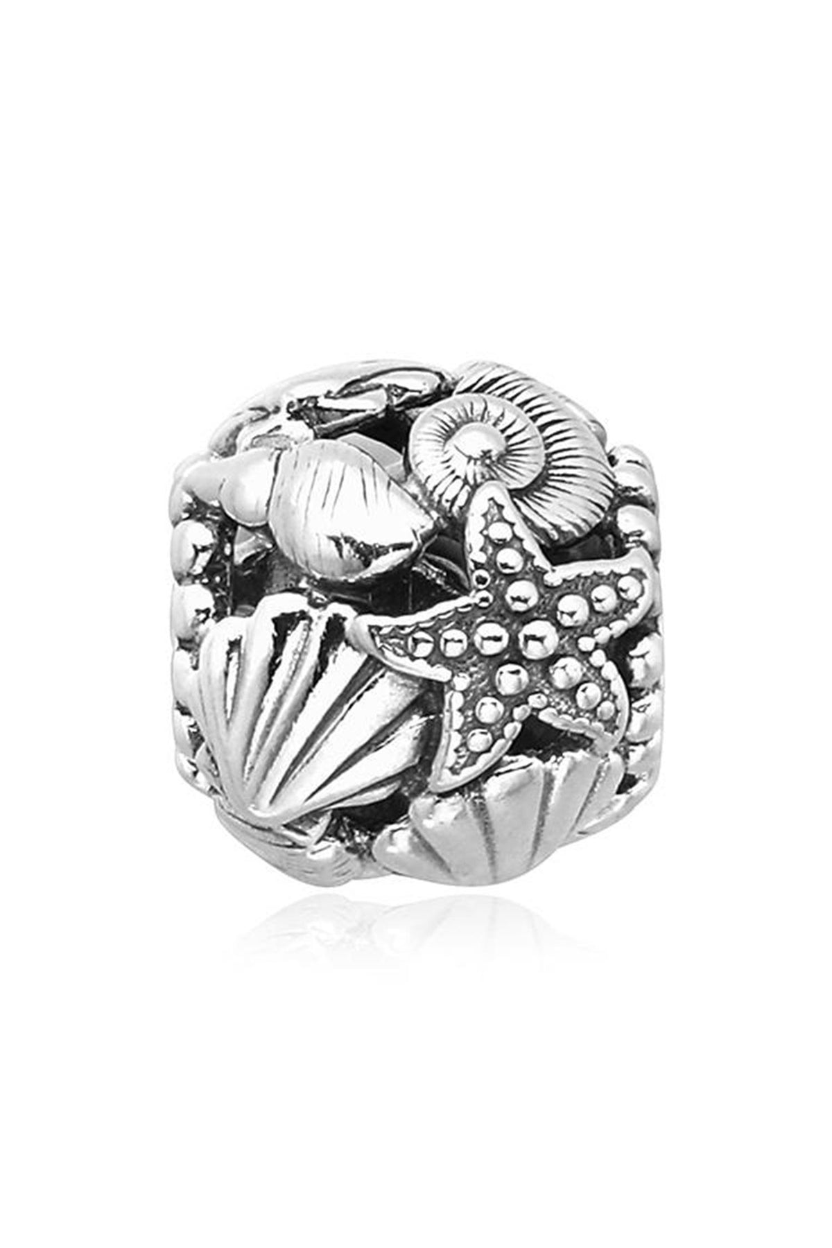PANDORA Openwork Starfish Seashell Heart Silver Charm 798950C00