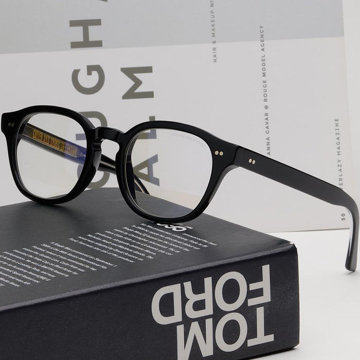 Cutler and Gross Black Acetate Square Eyeglass Frames Unisex CGBB1380 001