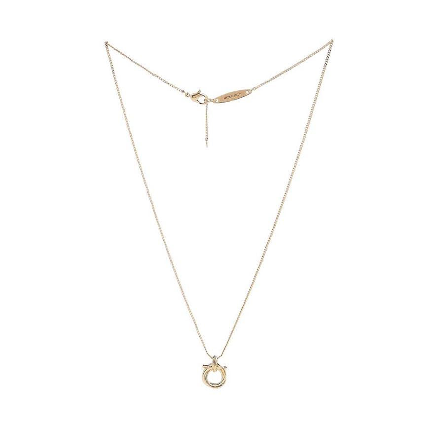 Ferragamo Gancini Pendant Necklace for Women Gold Tone