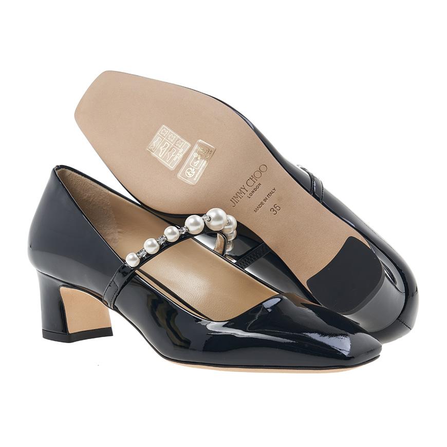 Jimmy Choo Aid Pumps Women’s Heels ADE 45 XKM BLACK WHITE