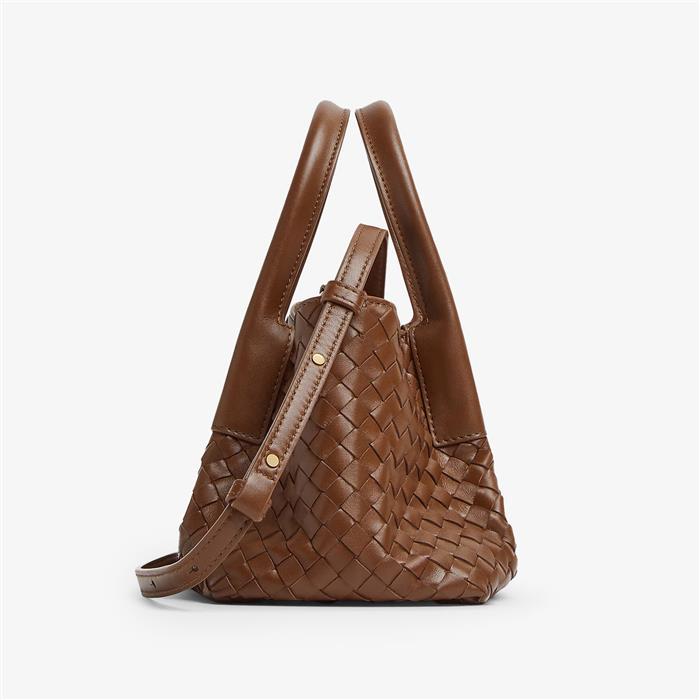 Bottega Veneta Intrecciato Small Pinacoteca Tote Bag Brown Leather